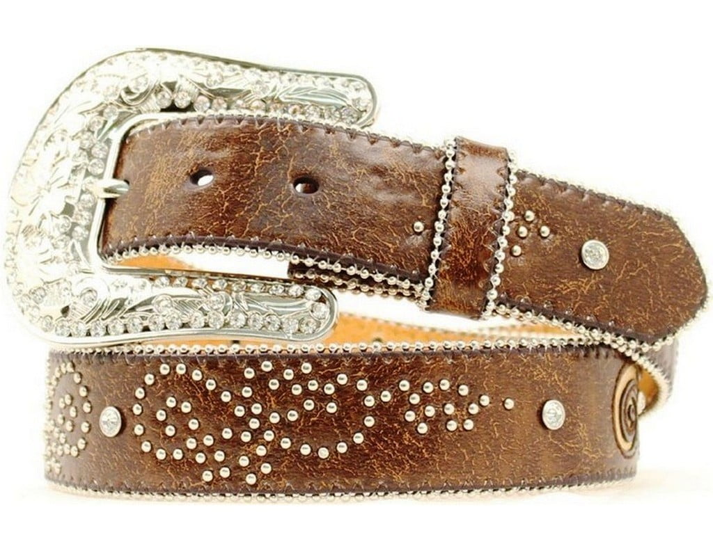 Nocona Western Belt Womens Fleur De Lis Bling Marbled Brown N3490402