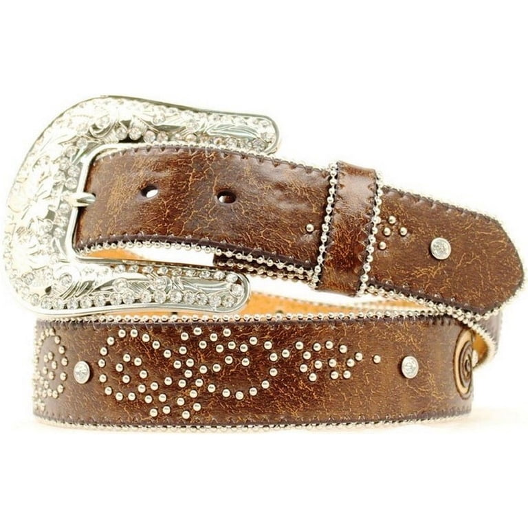 Nocona Western Belt Womens Fleur De Lis Bling Marbled Brown  display picture 3
