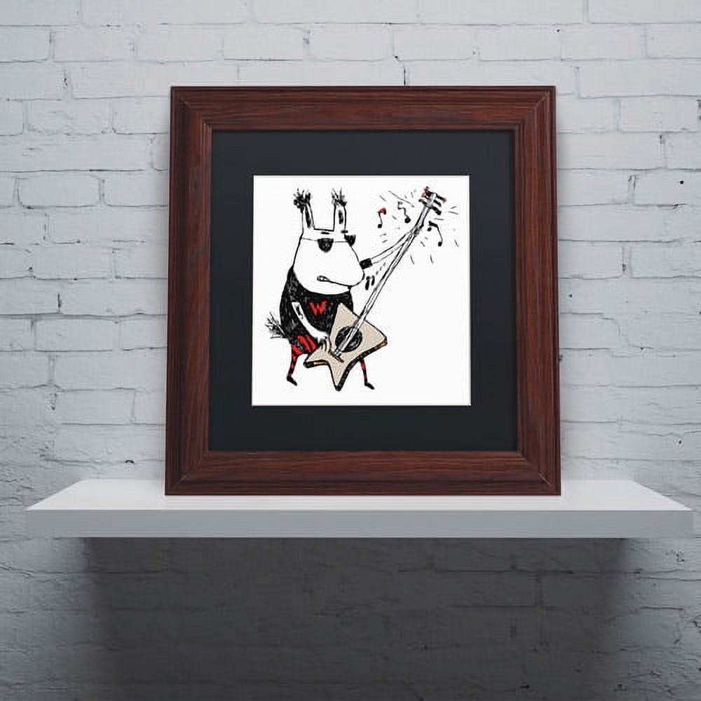 Trademark Fine Art "Wild Guitar Wolf" Canvas Art by Carla Martell, Black Matte, Wood Frame