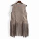thumbnail image 2 of Vintage 70s Style Fringe Waistcoat for Women - Sleeveless Faux Suede Vest with Boho Design, 2 of 5