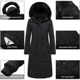 thumbnail image 4 of HVEOO Winter Coat Womens Long Length Lightweight Puffer Jacket Quilted Outerwear, Black XL, 4 of 9