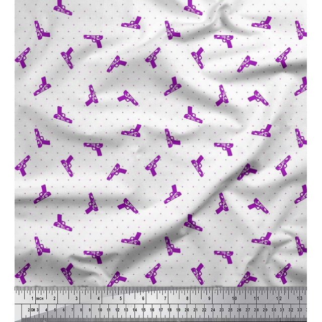 Soimoi Rayon Fabric Dot & Weapon Decor Fabric Printed Yard 42 Inch Wide