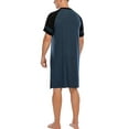 thumbnail image 6 of Men's Cotton Night Sleep Shirts Comfy Long Sleeve Mid-Length Nightgown Loose Striped Crew Neck Nightshirts,up to size 3XL, 6 of 8