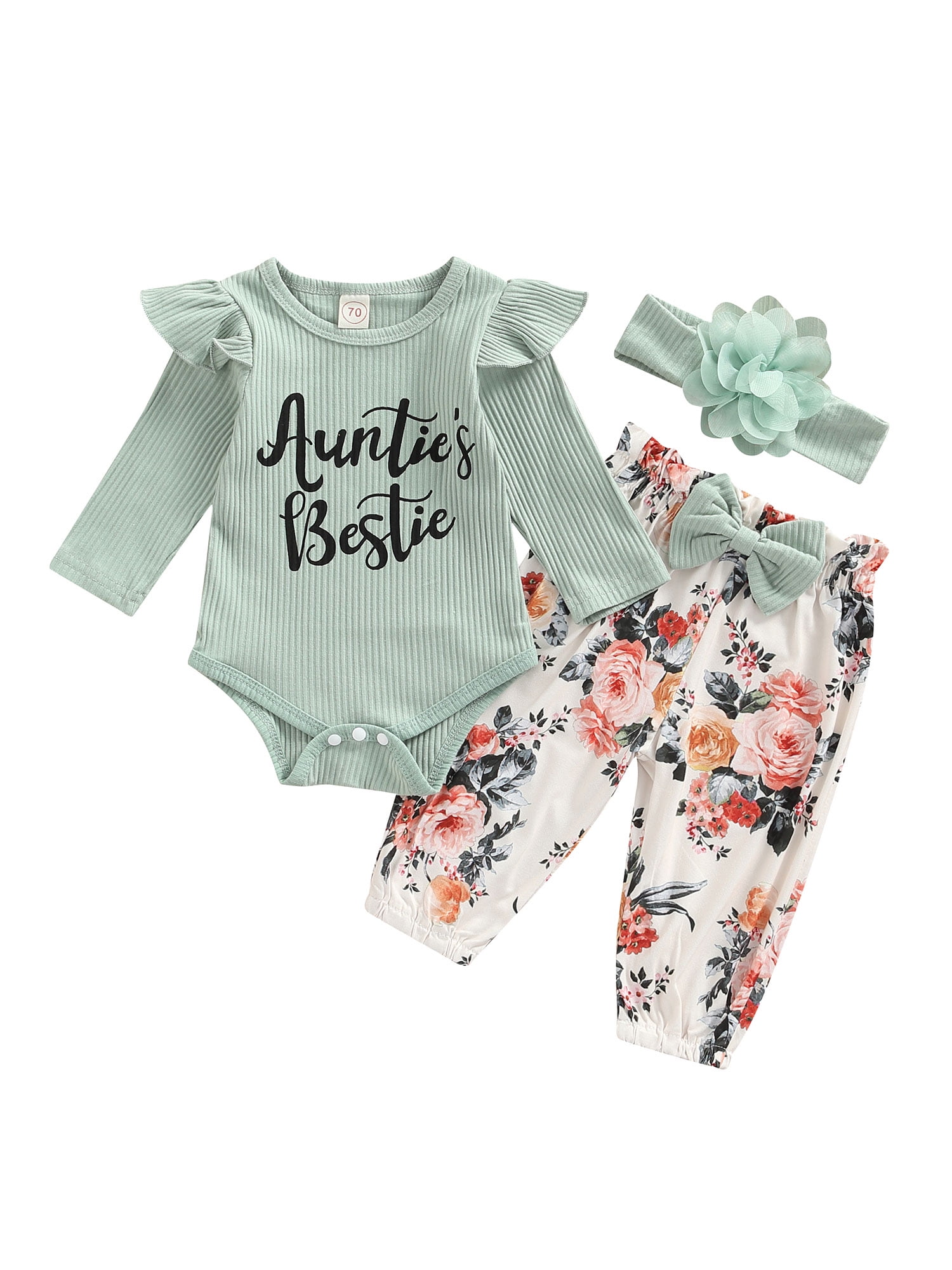 Diconna Newborn Baby Girl Auntie Outfits Auntie's Bestie Short Sleeve ...
