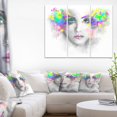 thumbnail image 3 of Design Art Femme Grise Avec Fleurs Vertes Art Sur Toile, 3 of 3