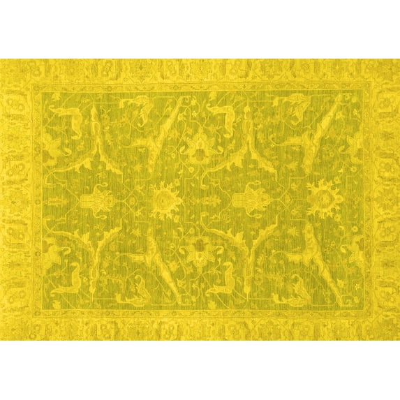 Ahgly Company Indoor Rectangle Oriental Yellow Traditional Area Rugs, 6' x 9'