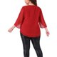 thumbnail image 3 of Blusas de verano casuales de gasa para mujer de tallas grandes Agnes Orinda, con cuello redondo y mangas 3/4, color rojo, talla 4X, 3 of 6