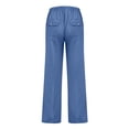 thumbnail image 4 of Domuza Mens Linen Pants Straight Leg Beach Pants Drawstring Elastic Waist Summer Stylish Trousers with Pockets Sky Blue 3XL, 4 of 5