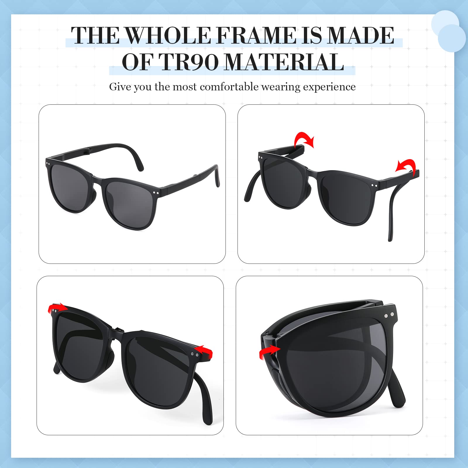 Oversized Sunglasses UV400 Protection Foldable Unisex Goggle Style Sunglasses Oversized Shield Wrap Around Unisex  main image 3