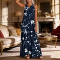 thumbnail image 3 of Uootdi Women Dresses Floral Print Sleeveless Notch Neck Maxi Length Loose Fit Lightweight Sundresses Casual Dresses Summer Street Style Outfit Gift, 3 of 8