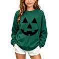 thumbnail image 2 of Risckoth Girl's Pumpkin Face Print Crew Neck Sweatshirt, Warm Long Sleeve Casual Pullover, 2 of 8