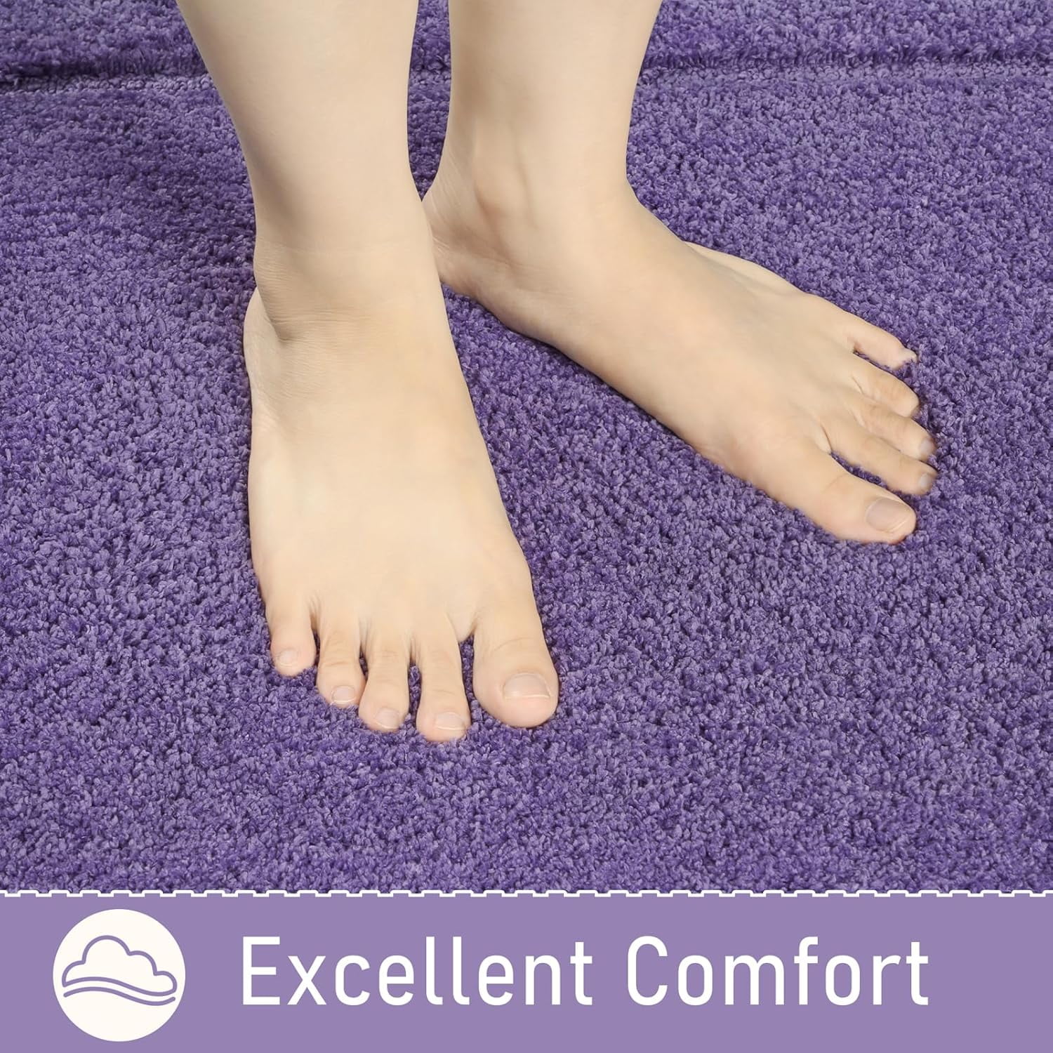 Bathroom Rug 24 x 60 Inches Non Slip Washable Soft Thick Absorbent Shaggy Plush Runner Mat Purple