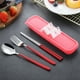 thumbnail image 1 of Juego portátil de cubiertos - tenedor, cuchara, palillos con estuche de acero inoxidable - Utensilios reutilizables para acampar para comer, trabajar, viajar - fáciles de limpiar, pulidor de, 1 of 7