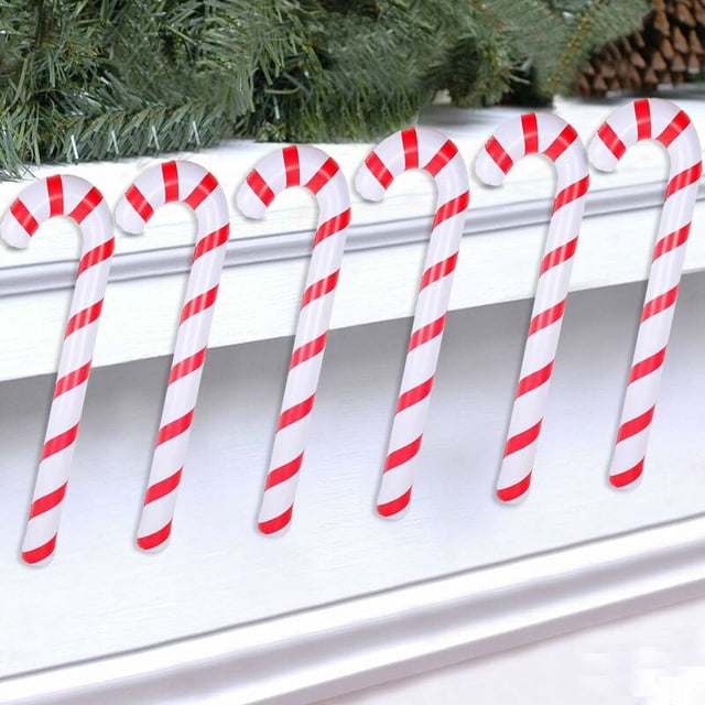 Bastón de Navidad inflable para decoraciones navideñas, juego de 6, adornos navideños para exteriores, decoraciones navideñas