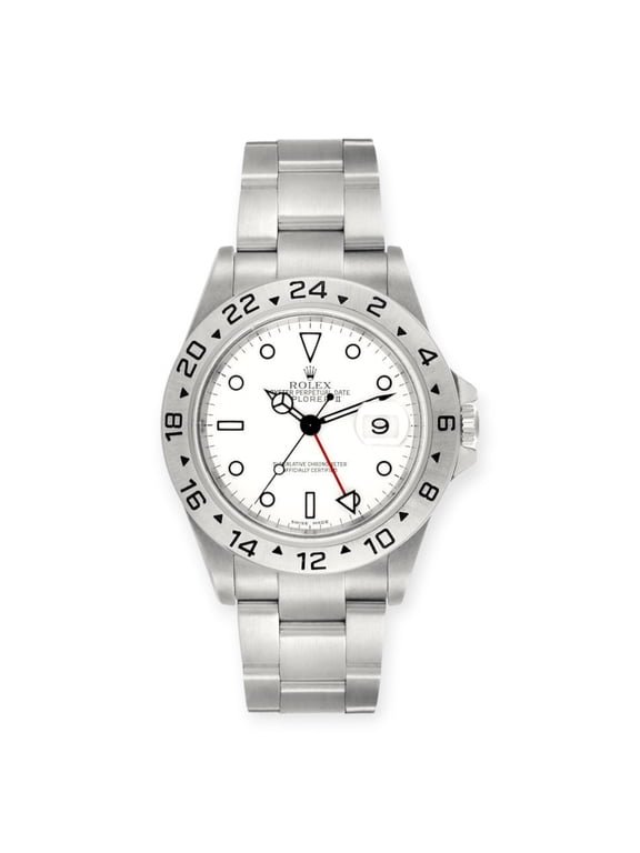 Pre-Owned Rolex Explorer II 16570 Polar White Dial Steel Mens Watch