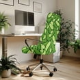 thumbnail image 3 of POLERO Anti Slip All-in-One Office Swivel Chair Slipcover, Green Cucumber Pattern Elastic Cloth Anti-Dust Office Chair Cover for Home Study Workspace, 3 of 7