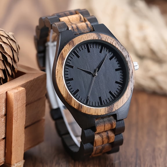 Women & Men's Classic Fashion Wooden Watch, Rustic Analog Quartz Timepiece, Elegant Wood Wristwatch with Adjustable Band, Lightweight Accessory for Casual Attire