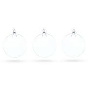 Deluxe Set of 3 Flat Disc Clear Blown Glass Christmas Ornaments 5.4 Inches (140 mm)