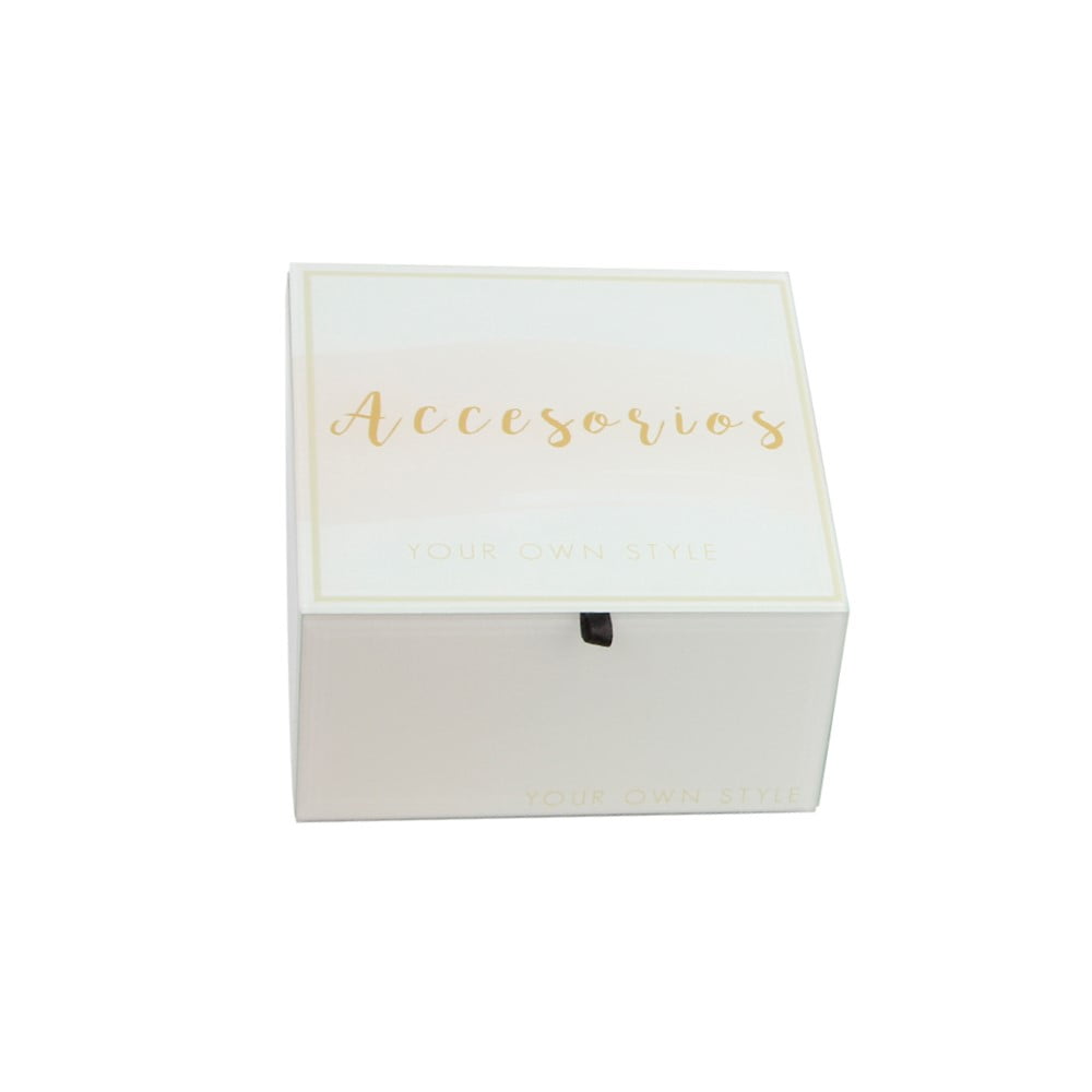 Caja Organizadora Blanca Vidrio Joyero Deco 10X9X5Cm