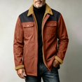 thumbnail image 2 of USNSM Men's Sherpa Fleece Cotton Jacket, Cargo Jacket, Long Sleeved Lapel Winter Warm Coat with Multiple Pockets Red L, 2 of 6