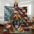 thumbnail image 2 of Patriotic Mastiff Stained Glass Portrait American Flag Quilt Blanket Mastiffs Dog Lover Gifts Idea Cozy Comforter Throw Blanket - 01010, 2 of 5