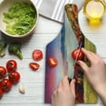 thumbnail image 3 of Nature Cutting Board, Pastoral Colorful Autumn Morning in the Majestic Mountains European Peaks Print, Decorative Tempered Glass Cutting and Serving Board, Wine Bottle Shape, Multicolor, by Ambesonne, 3 of 5