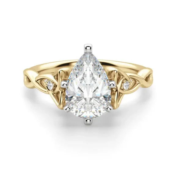OM-RE Pear Cut G Diamond Solitaire Engagement Ring, 2 ct, 14K Gold