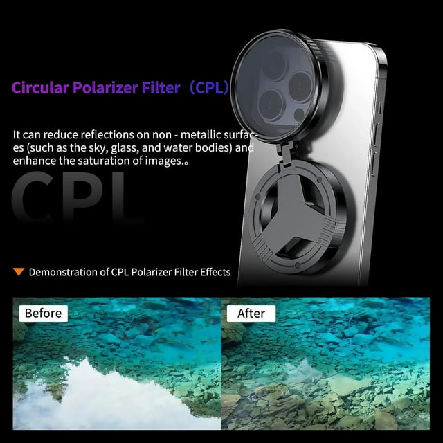 Magnetic Camera Filter Kit Yrmaups Magnetic Camera Filter Kit, 52mm CPL And ND64 Lens Attachments For Photography, Universal Mount And Quick Change, For Smartphones And Action Cameras