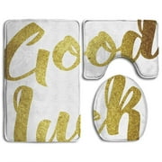 GOHAO Going Away Party Good Luck Wish Note Written Lettering Greeting Card Concept 3 Piece Bathroom Rugs Set Bath Rug Contour Mat and Toilet Lid Cover