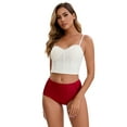 thumbnail image 4 of Unique Bargains Women's Floral Lace Breathable Mid Rise Underpants L Wine Red, 4 of 6