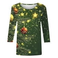 thumbnail image 4 of Feancey 3/4 Sleeve Womens Tunic Tops Christmas Plus Size Tshirts Holiday Casual Snowflake Print Graphic Tees Comfy Round Neck Party Blouse Green XXL, 4 of 5