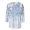 thumbnail image 4 of Hauts à Manches 3/4 pour Femmes Mode T-Shirt Imprimé Mi-Longueur Blouse à Manches 3/4 Col Rond Hauts Décontractés T-Shirts en Coton pour Femmes T-Shirts à Manches 3/4 pour Femmes, 4 of 5