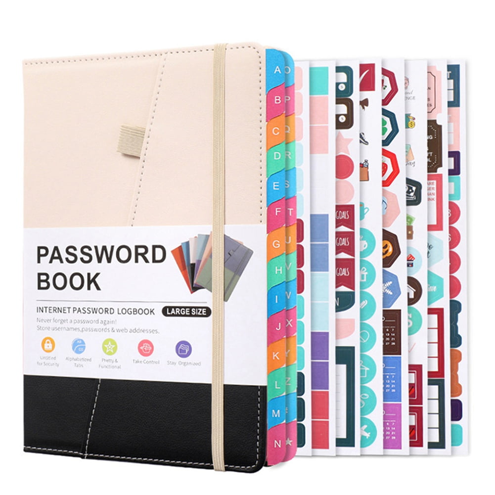 Rollbacks & More Password Keeper Book with Alphabetical Tabs for Seniors, Notebook Internet Website Address Log in Detail,D