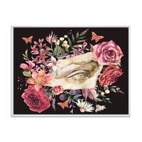 Designart 'Dried Wildflowers With Greek Sculpture David Eye' Farmhouse Framed Canvas Wall Art Print