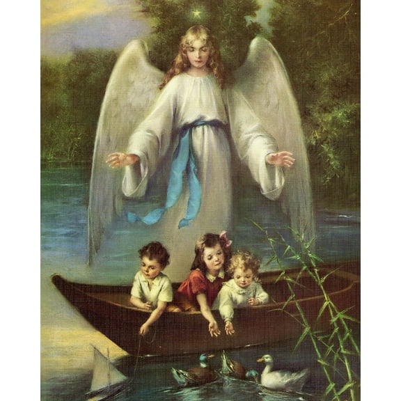 Catholic print picture - GUARDIAN ANGEL 76 - 8" x 10" ready to be framed