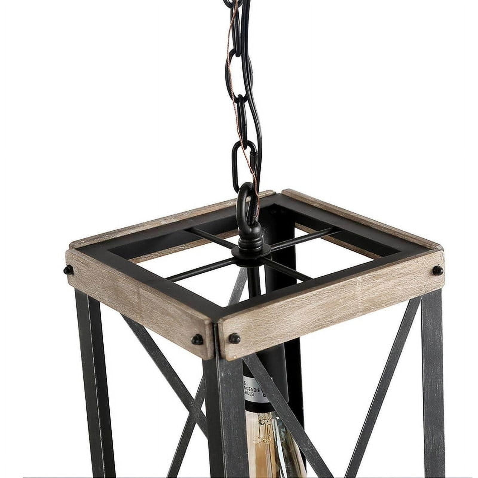 LNC 1-Light Farmhouse Pendant Light For Kitchen Island, Rustic Brushed Black and Wood Finish
