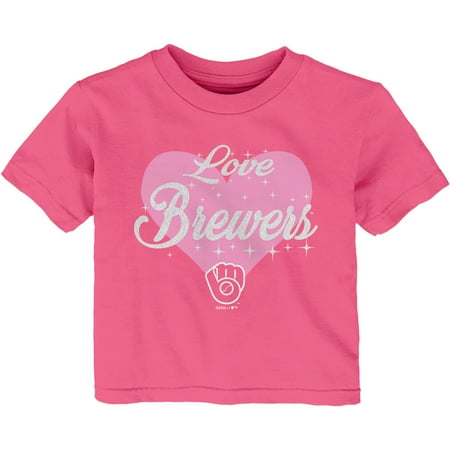 - Milwaukee Brewers Girls Infant Heart Stars T-Shirt - Pink