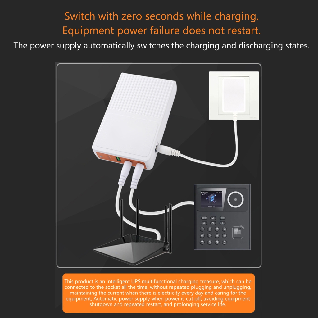 AOOOWER UPS Battery Backup Power 5V 9V 12V 10400mAh Uninterruptible Power Supply