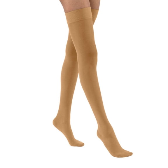 Jobst UltraSheer 15-20 Closed Toe Thigh High Compression Stockings w/Dot Band Natural Small