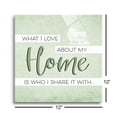 thumbnail image 3 of Love Home Who I Share With Mint House 12 x 12 Glass Wall Hanging Sign, 3 of 4