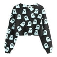 thumbnail image 3 of Xdegoge Womens Cropped Halloween Sweatshirts Ghost Long Sleeve Shirts Crewneck Workout Tops Holiday Graphic T Shirts Pullover Fall Fashion Shirt 2025 Y2K Clothes Going Out Outfits, 3 of 4