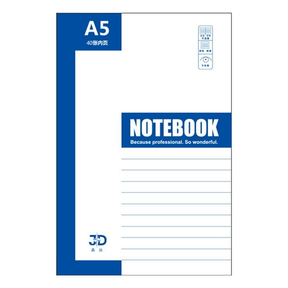 Ngheia Claerance! A5 Simple Notepad, Blue 40 Sheets Wide Ruled for Organized Notes