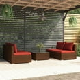 thumbnail image 1 of vidaXL 5 Piece Garden Lounge Set with Cushions Poly Rattan Brown, 1 of 4