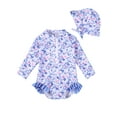 thumbnail image 5 of BULLPIANO Infant Baby Girl One Piece Swimsuit Long Sleeve Jumpsuit Swimwear Newborn Zipper Bathing Suit Swimwear with Hat, 5 of 9