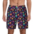 thumbnail image 2 of Picia mushroom color Skull pattern Mens Swim Trunks with Compression Liner Stretch Beach Shorts Quick Dry with Zipper Pockets No-Chafing Board Shorts-XX-Large, 2 of 9