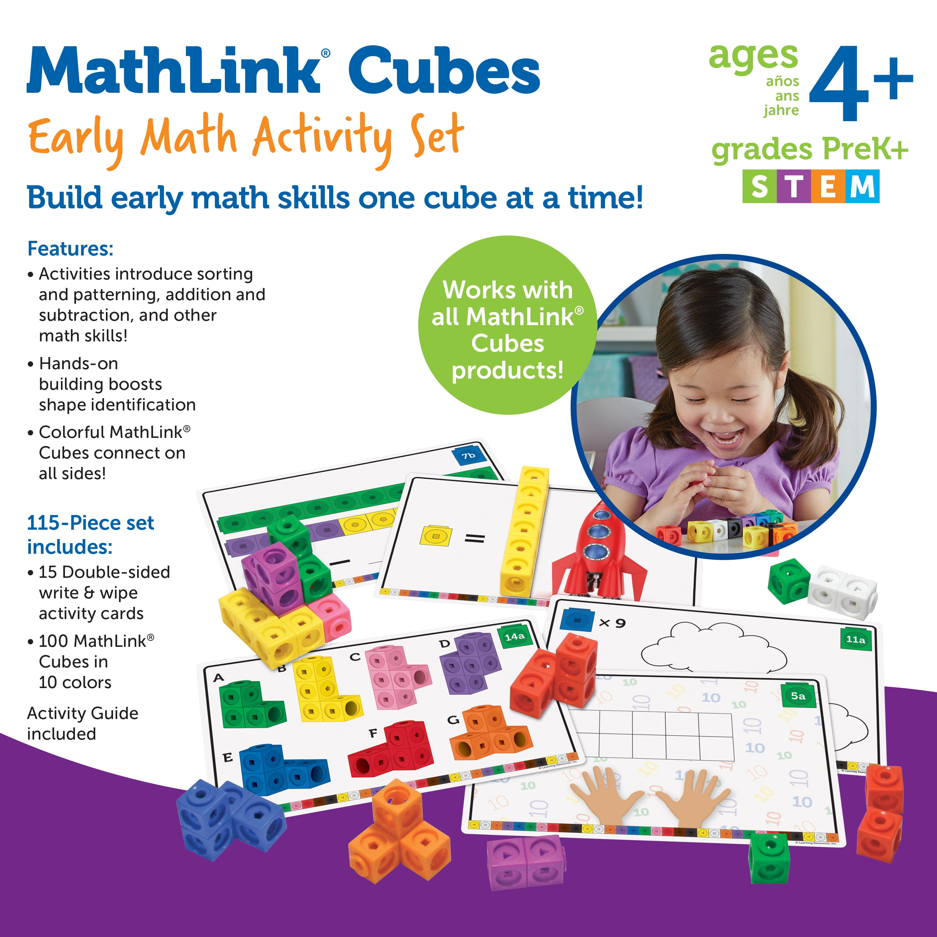 Learning Resources Mathlink Cubes 240pcs Set Early Math Educational Activity 