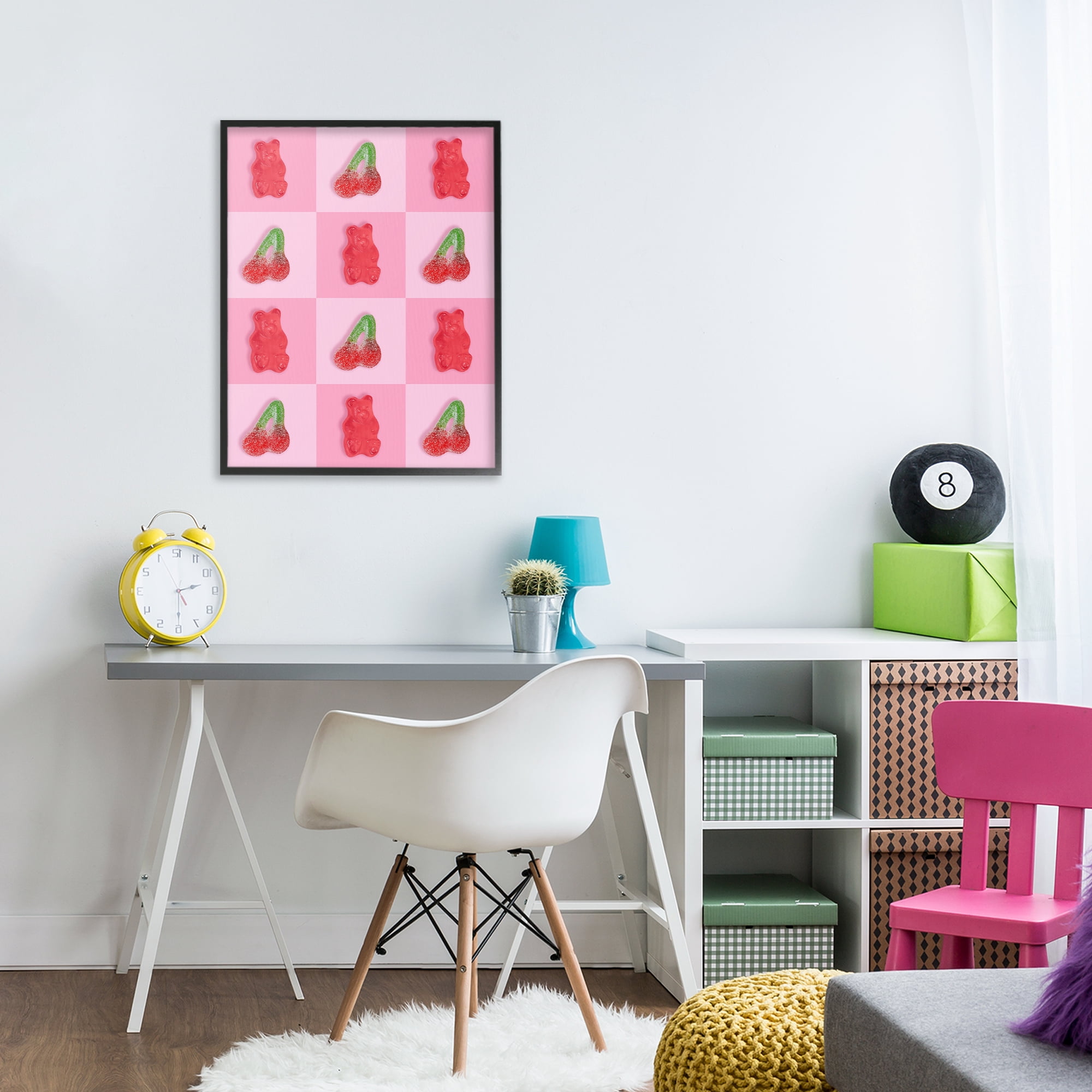 Stupell Industries Gummy Bears and Cherries Grid Black Framed Giclee Art, design by LISH Creative