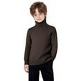 thumbnail image 5 of Swuxness Toddler Long Sleeve High Neck Knit Sweater, Kids Pullover Tops, Kids Solid Color Turtleneck Sweater Loose Comfortable Soft Base Layer Top Daily Wear Brown, 14-15 Years, 5 of 5