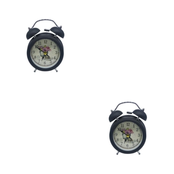 Reloj despertador de Metal Toystoory con doble campana luz de noche silenciosa Negro