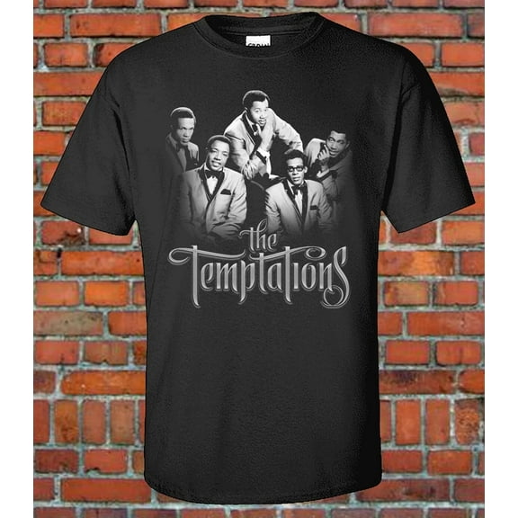 RARE The Temptations Classic R&B singer Graphic Black and White Image T-Shirt